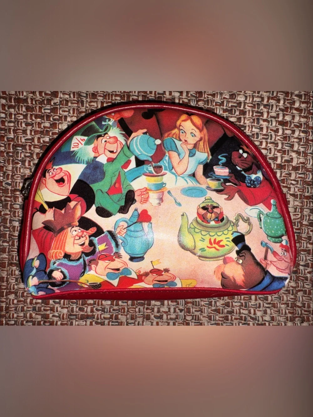 Disney Alice in Wonderland Zippered Pouch-Red and Cream